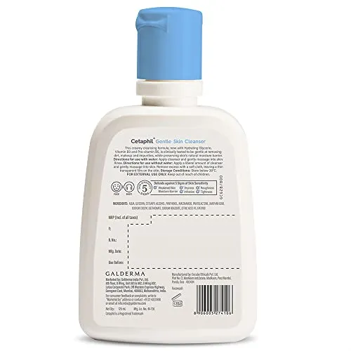 Cetaphil Face Wash Gentle Skin Cleanser for Dry to Normal, Sensitive Skin, 125 ml Hydrating Face Wash with Niacinamide, Vitamin B5