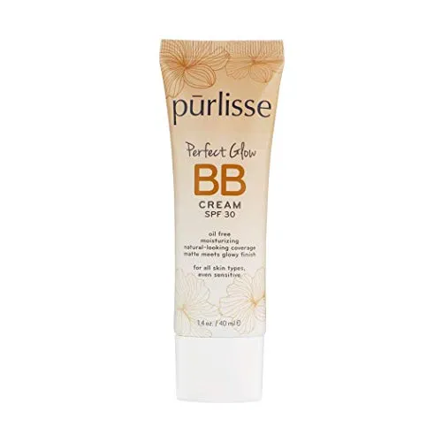 purlisse Perfect Glow BB Cream SPF 30: Clean & Cruelty-Free, Medium Flawless Coverage, Hydrates with Jasmine | Medium 1.4oz