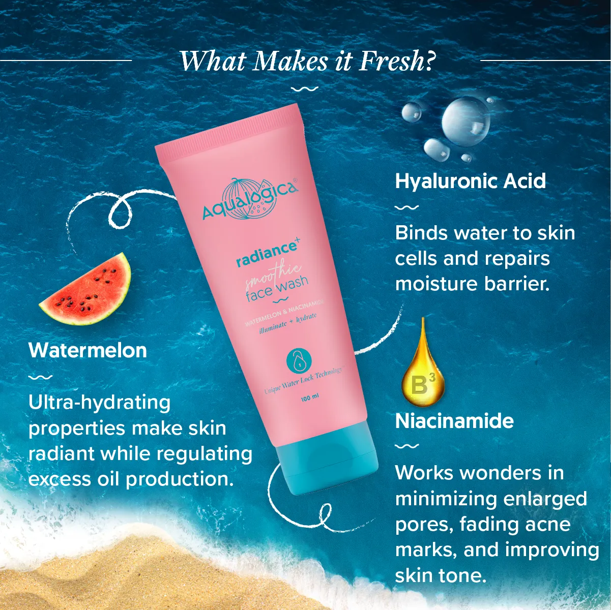 Radiance  Smoothie Face Wash with Watermelon & Niacinamide for Clear & Oil-Free Skin - 100ml