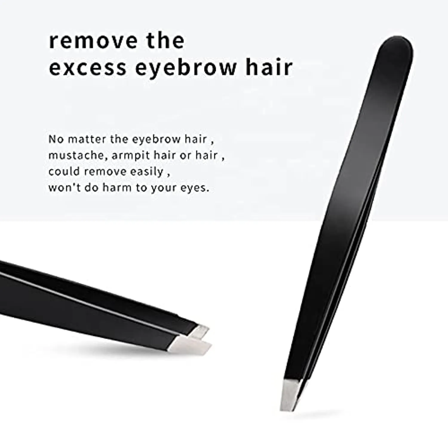 RELAXOXO- Eye Tweezer- Elite Stainless steel- Accurate for Facial Hair Removal and Shaping Eye Brows-Daily Beauty Tool for Men and Women Perfect Gift. (Black)